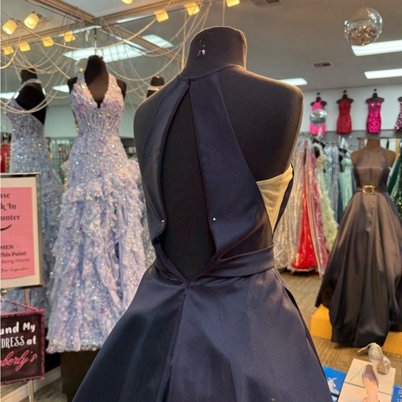 SHERRI HILL NAVY PROM DRESS FORMAL PAGEANT GOWN SZ 00 53659 - Picture 6 of 8